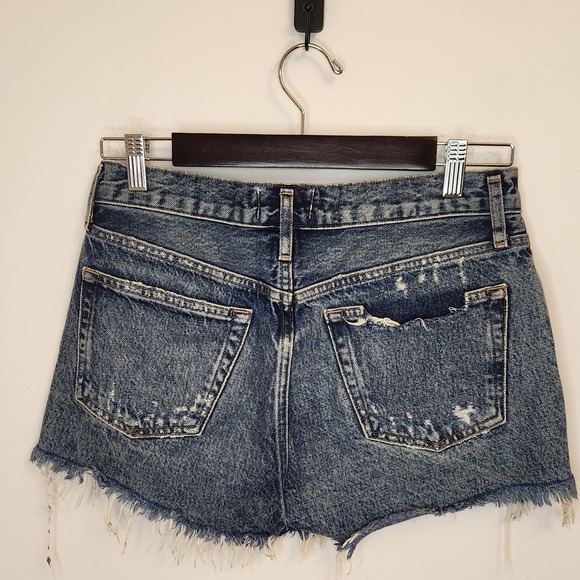 AGOLDE Womens Parker Vintage Cut Off Shorts‎ Distressed Blue Size 26 Button Fly - Picture 4 of 9